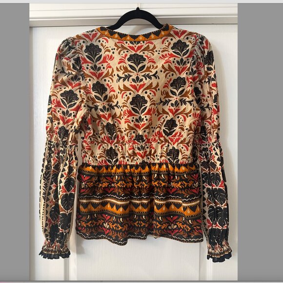 FARM Rio Long-Sleeve V-Neck Printed Blouse - Picture 4 of 9